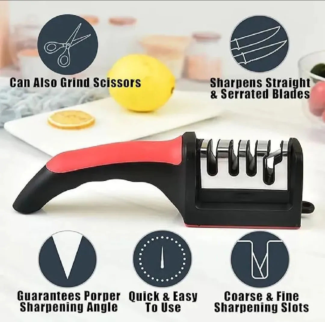 4 in 1 Adjustable Kitchen Knife Sharpener | Professional Manual Knife & Scissor Sharpening Tool
