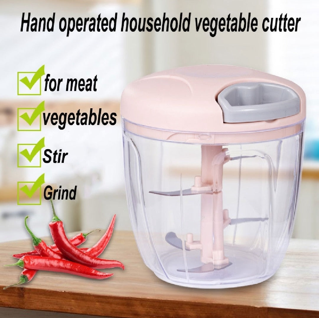 Manual Food Processor Vegetable Chopper 500ml | Hand Pull String Garlic, Onion & Nut Cutter | Portable Kitchen Chopper