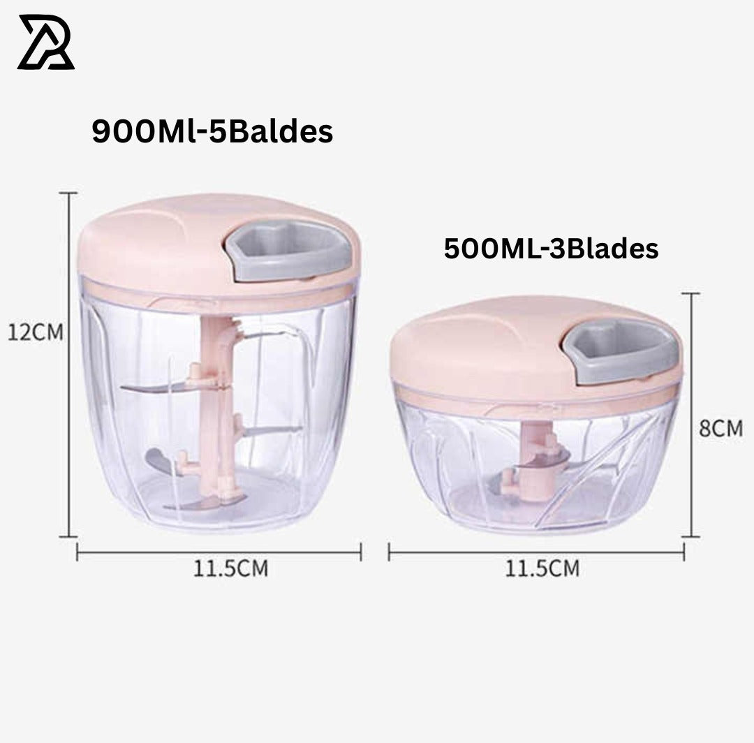 Manual Food Processor Vegetable Chopper 500ml | Hand Pull String Garlic, Onion & Nut Cutter | Portable Kitchen Chopper
