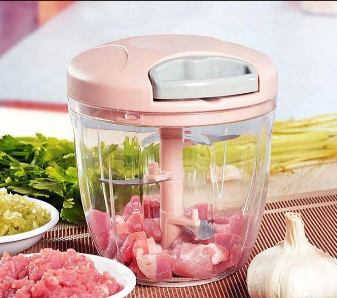 Manual Food Processor Vegetable Chopper 500ml | Hand Pull String Garlic, Onion & Nut Cutter | Portable Kitchen Chopper