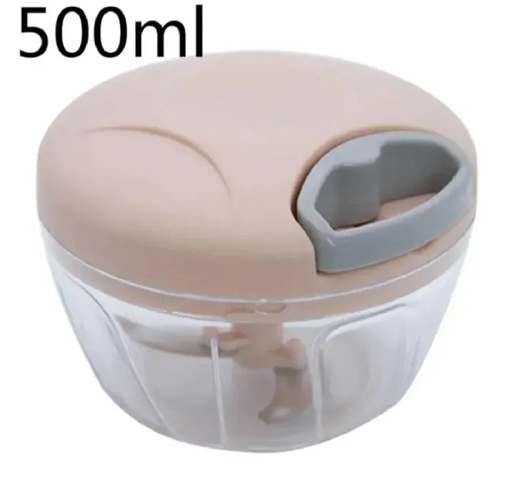 Manual Food Processor Vegetable Chopper 500ml | Hand Pull String Garlic, Onion & Nut Cutter | Portable Kitchen Chopper