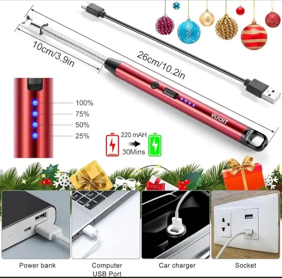 USB Rechargeable ARC Lighter | Flameless Windproof Flexible Electric Lighter for Kitchen, Candles & Outdoor Use