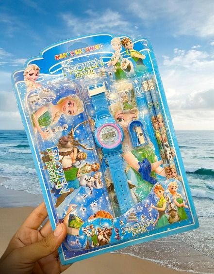 6 Pcs Kids Stationery Combo Pack with Digital Watch | Pencil Box, Pencils, Eraser & School Supplies Gift Set