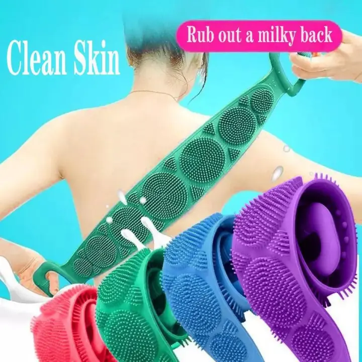 Double Side Bath Towel Scrubber - Random Color - Image 5