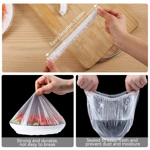 100 Pcs Disposable Food Cover Plastic Shopper Bags - Image 3