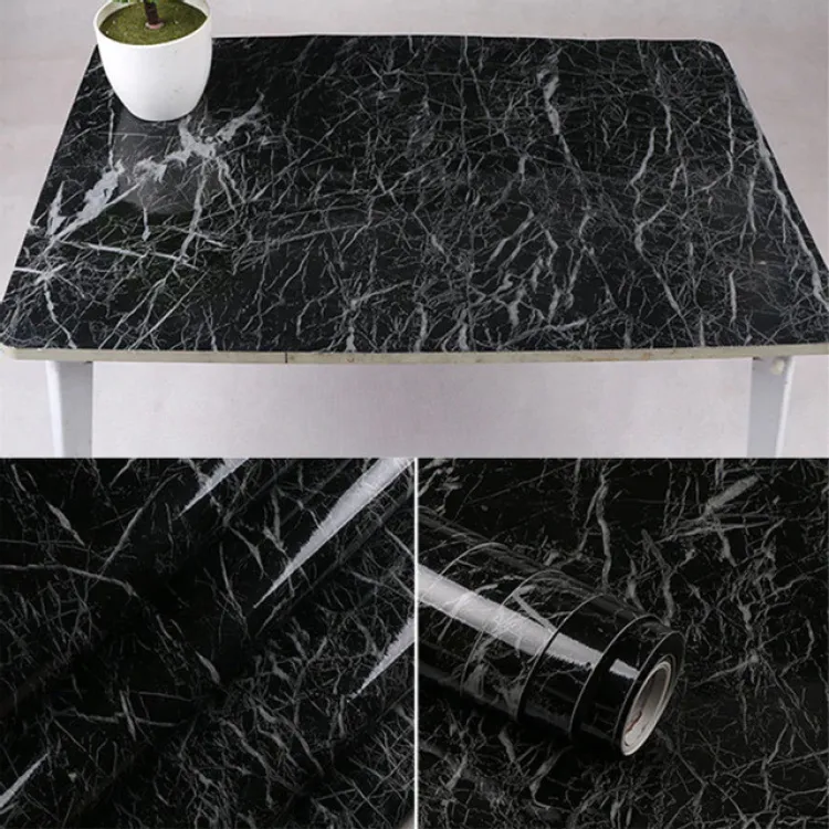 Self Adhesive Black Marble Sheet Sticker For Kitchen, Cupboard, Wall – Anti Oil And Heat Resistant Wallpaper (60*200 cm) - Image 3