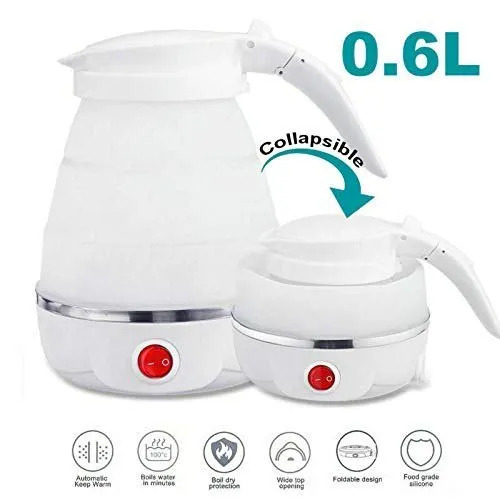 Fast Water Boiling 600 ml Portable Kettle Travel Kettle Foods Boils Quickly Silicone Small Collapsible Foldable Electric Sports Bottle ( Random Color ) - Image 2