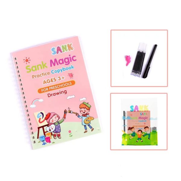 Sank Magic book Practice | Sank Magic Book for Montessori Children Tracing Handwriting First Pre-school Baby Learning Books for Kids (4 Books + Magic Pen with 10 Ink Refills) - Image 5