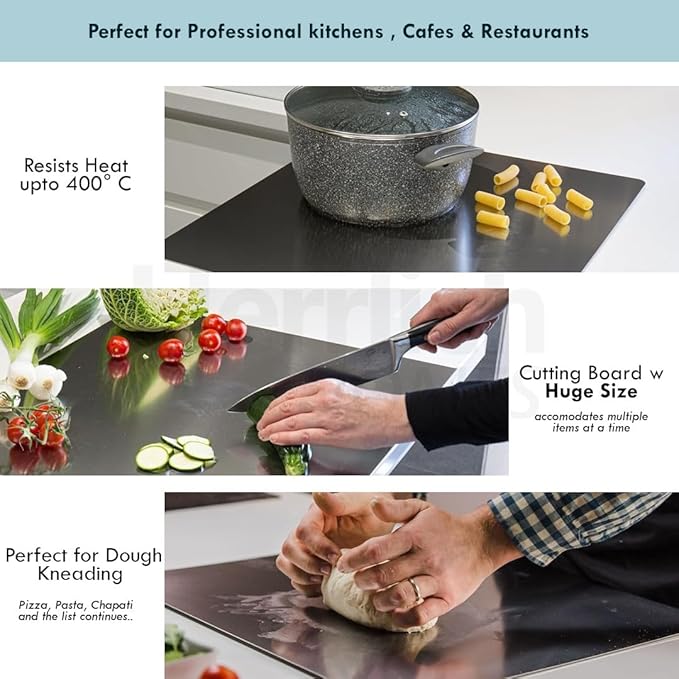 Stainless Steel Cutting Board! 🔪✨ Durable, hygienic, and easy to clean—perfect for all your chopping needs. A must-have for any chef! - Size: 41x33Cm