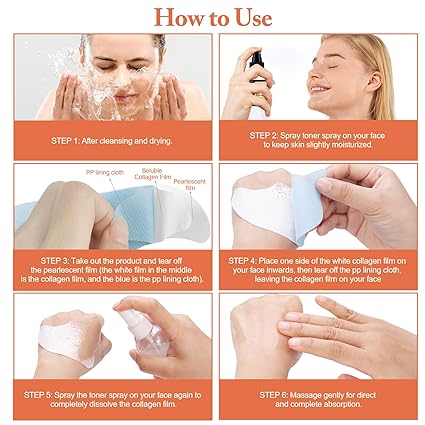 Collagen dissolving Mask for Korean glass skin | collagen filler collagen instant facial mask (Without Box)