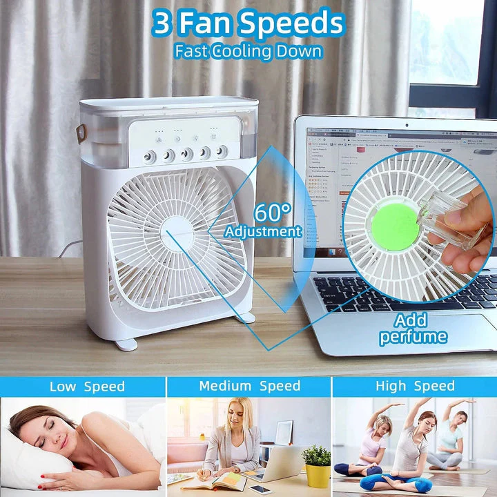 Mist fan | Portable Cooling Fan - 11inch | USB Electric Fan with LED Night Light, Fine Mist Water, and Humidifier Function | Led Night Light Water Mist (Random Color) - Image 3