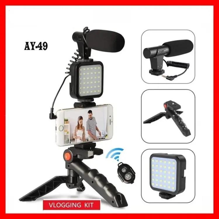 Ay-49 Vlogger Video Making Kits Vlog Microphone Led Fill Light Mini Tripod Mobile Holder with remote Good quality - Image 3