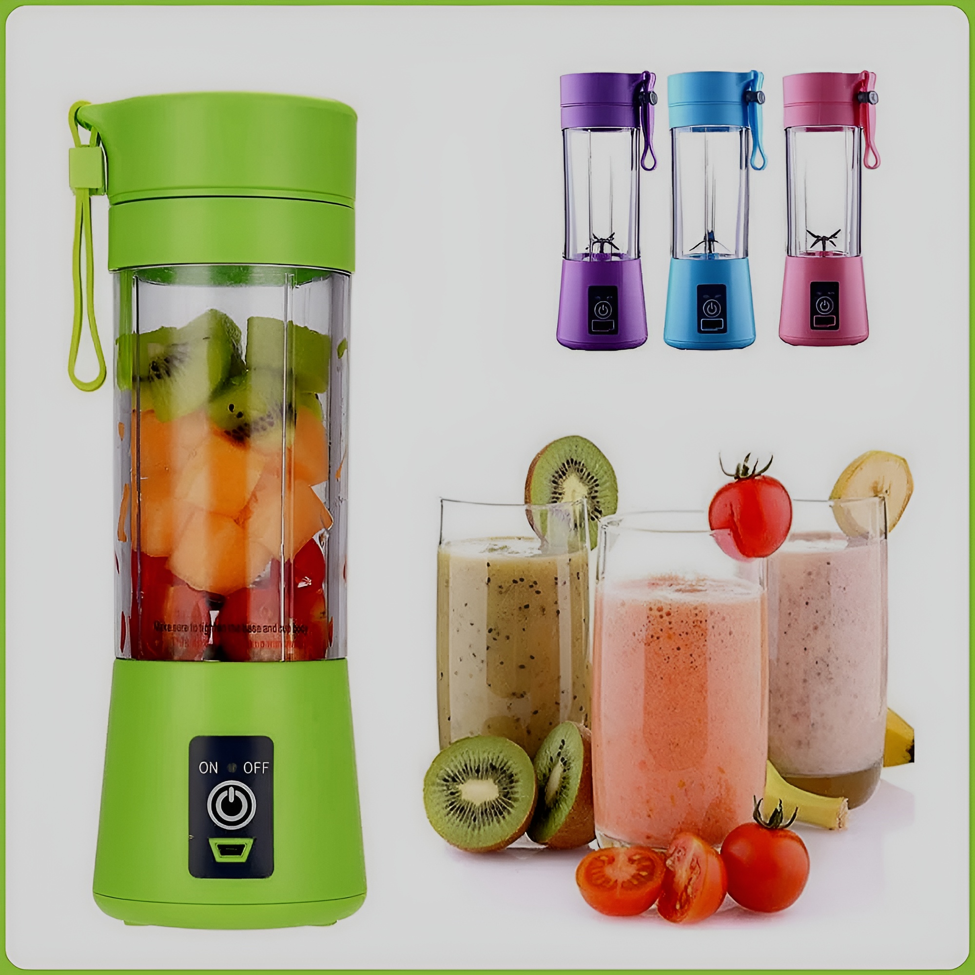 Portable Mini 6 blade Juicer blender | Outdoor Juicing Cup (380ml) - Rechargeable (Random Color) - Image 5