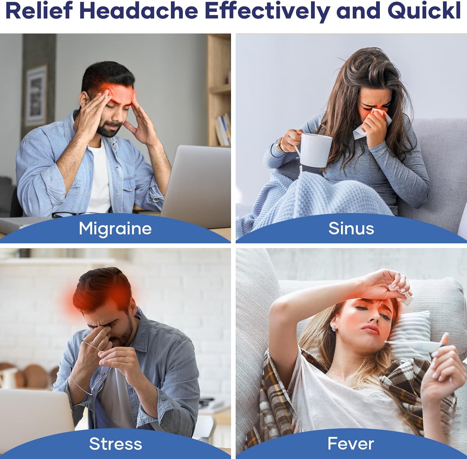 Headache Relief Hat for Migraine Relief, Tension, One Size Fits All Headache Cap with Reusable Ice Gel Pack for Puffy Eyes, Stress Relief ( Random Color ) - Image 3