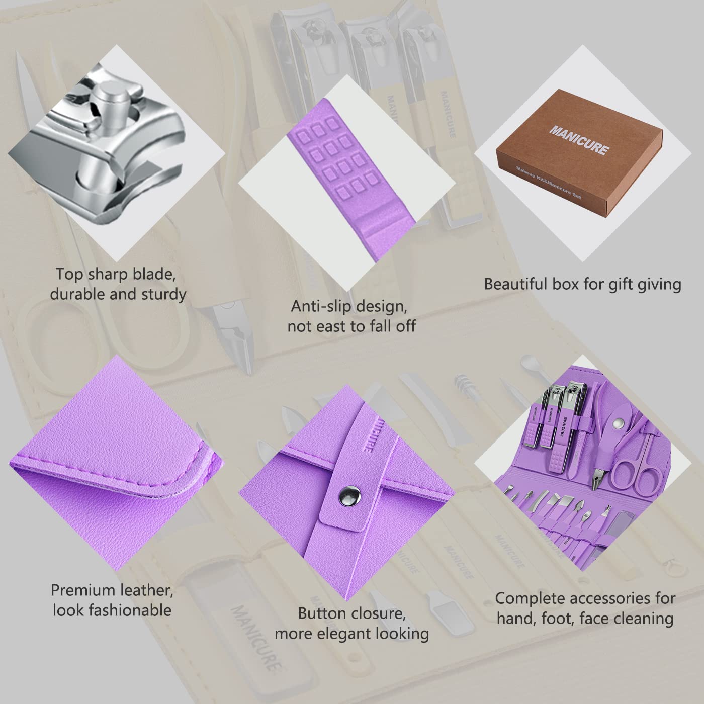 16-in-1 Stainless Steel Nail Care Kit – Manicure & Pedicure Tool Set (Random Color) - Image 3